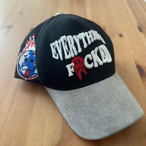 Field Grade Everything F**k*d Snapback Hat Black Grey Red Streetwear Cap